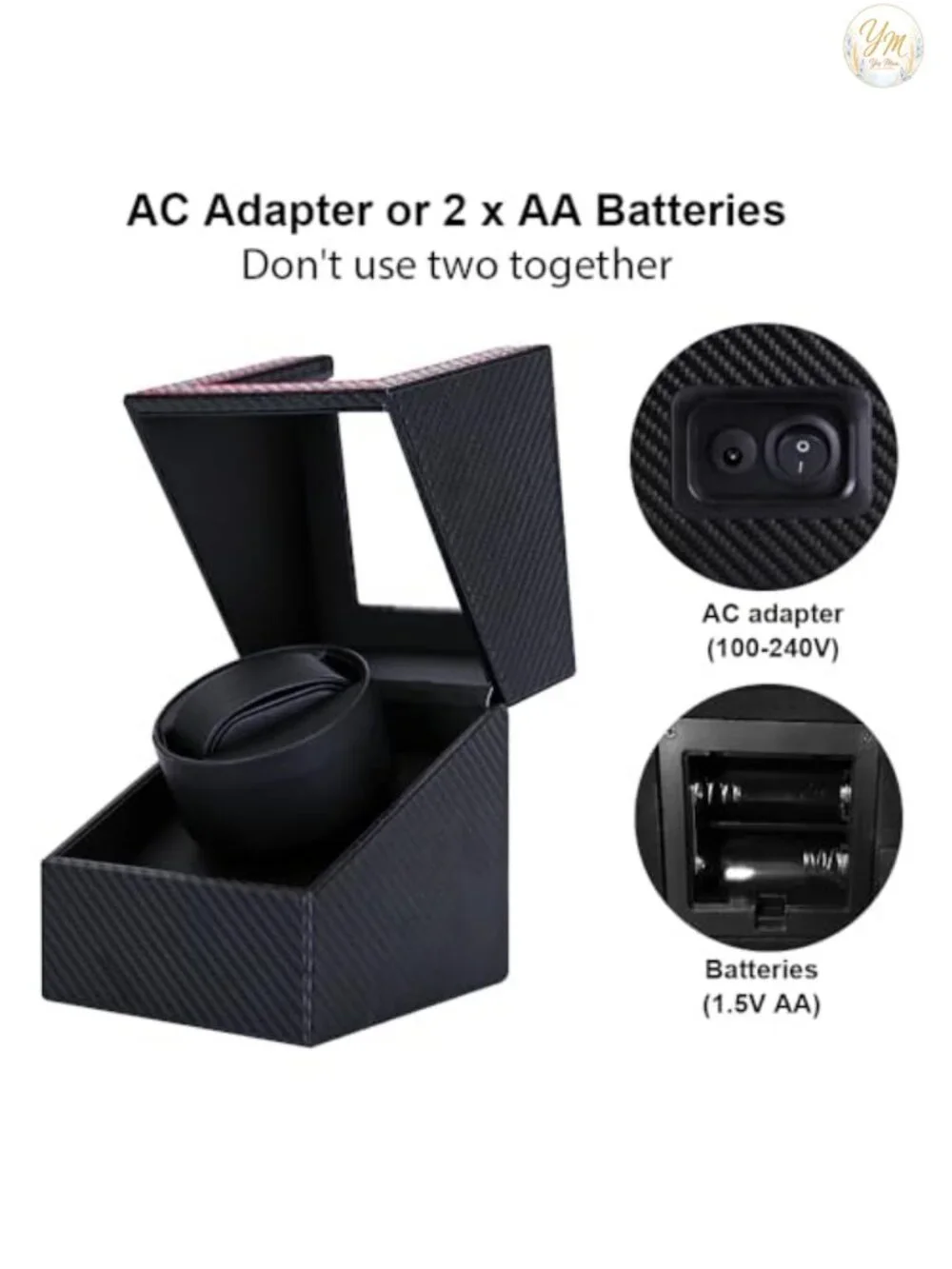 Single Watch Winder for Automatic Watch, Faux Leather, Japanese Motor, Quiet